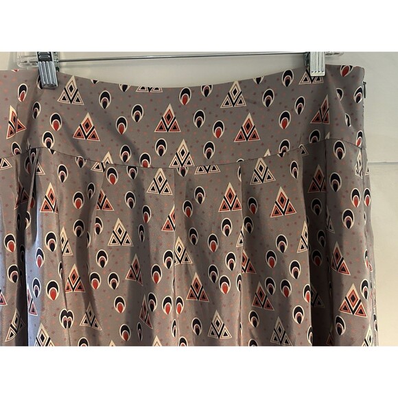 Anthropologie Heyhoe Maxi 100% Silk Skirt Maxi Boho Taupe Multi Geometric Sz 12 - Picture 3 of 4